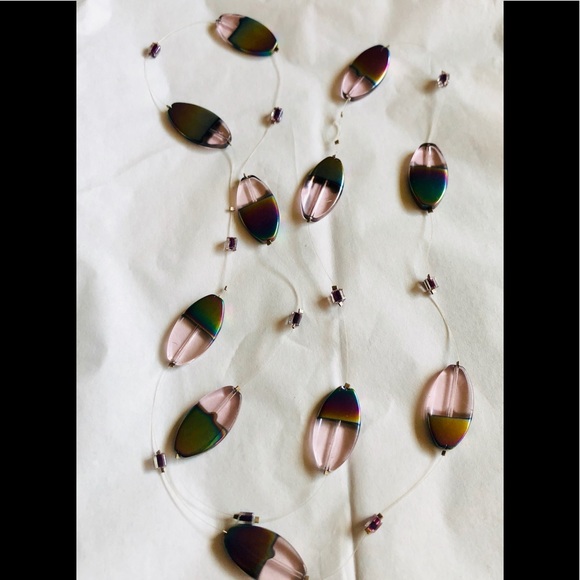 Hand Crafted Lavender Pink Rainbow Glass Illusion Necklace - Picture 8 of 12